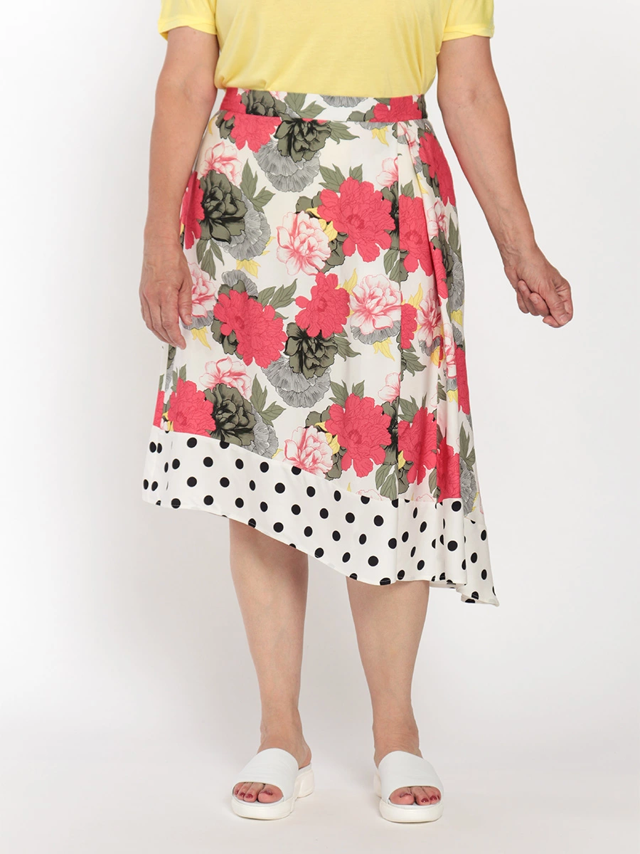 Асимметричная юбка с цветочным принтом